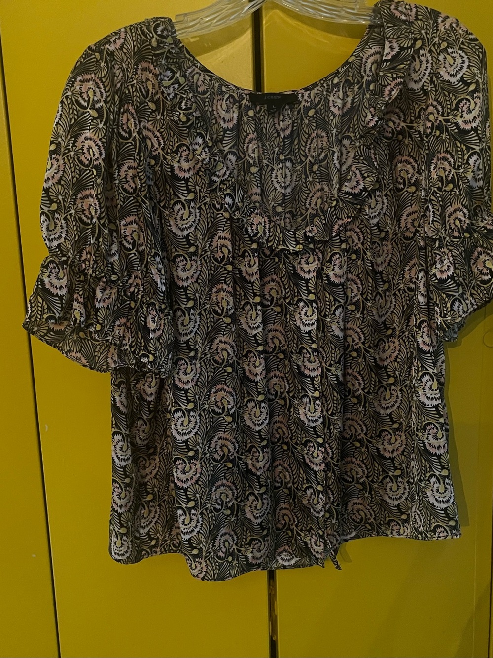 J Crew satin dandelion satin blouse sz L